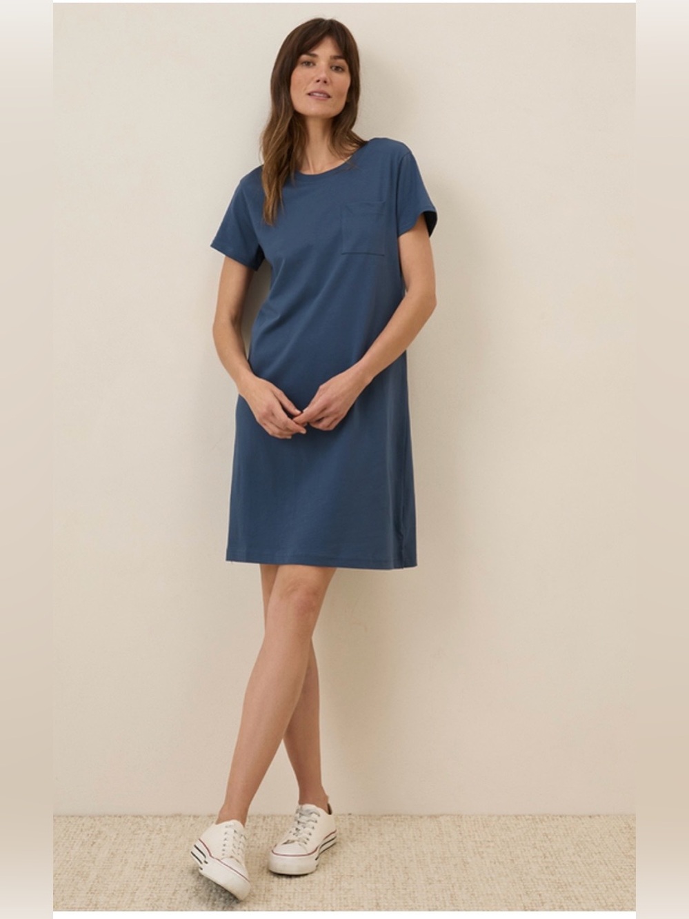 Pact Organic Softspun Tee Dress size large in French Navy